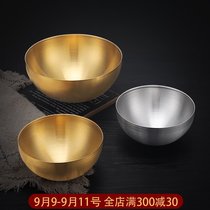 Korean stainless steel fruit salad bowl Golden cold noodle bowl home large soup bowl snail powder bowl commercial tableware