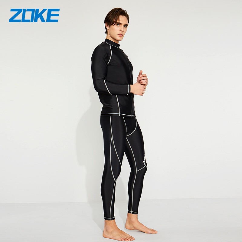 Chauke men's swimsuit two-piece long sleeve cardigan swimsuit anti-embarrassment swimming trunks men's hot spring snorkeling swimming equipment