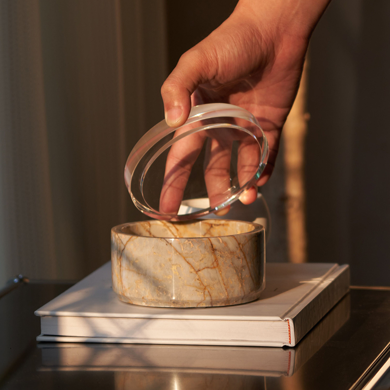 DCASA light extravagant flat-floor room Dining Room Tea Table Soft Adornment Natural Marble Storage Jar Ashtrays-Taobao