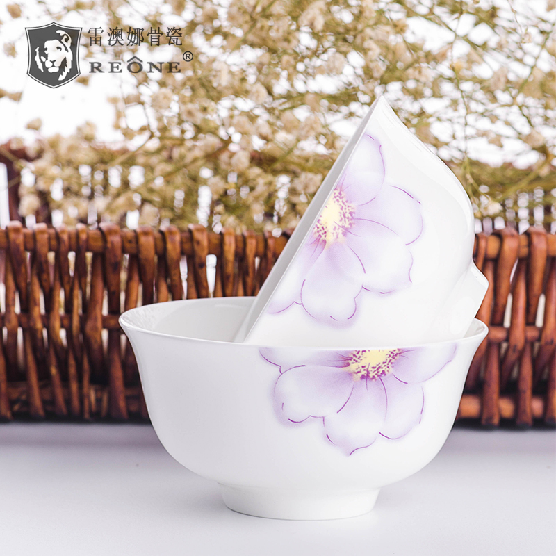 REONE Korean bone China tableware Jin Nianhua DIY flat plate fish plate Dinner plate Soup bowl instant noodle bowl Rice bowl Large bowl Household bowl