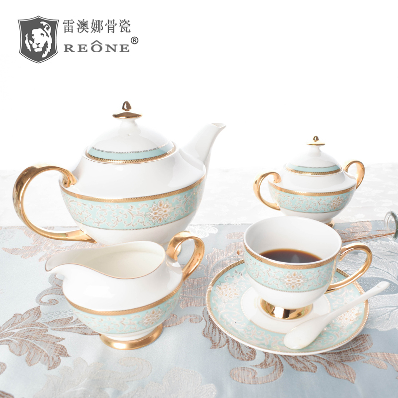 REONE bone China 15 pieces European coffee set cup and saucer Afternoon tea set White collar wedding gift