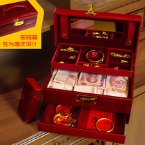 Password first jewelry storage box red accompany dowry box to hire gift Gold set to lift the bag wedding supplies gift