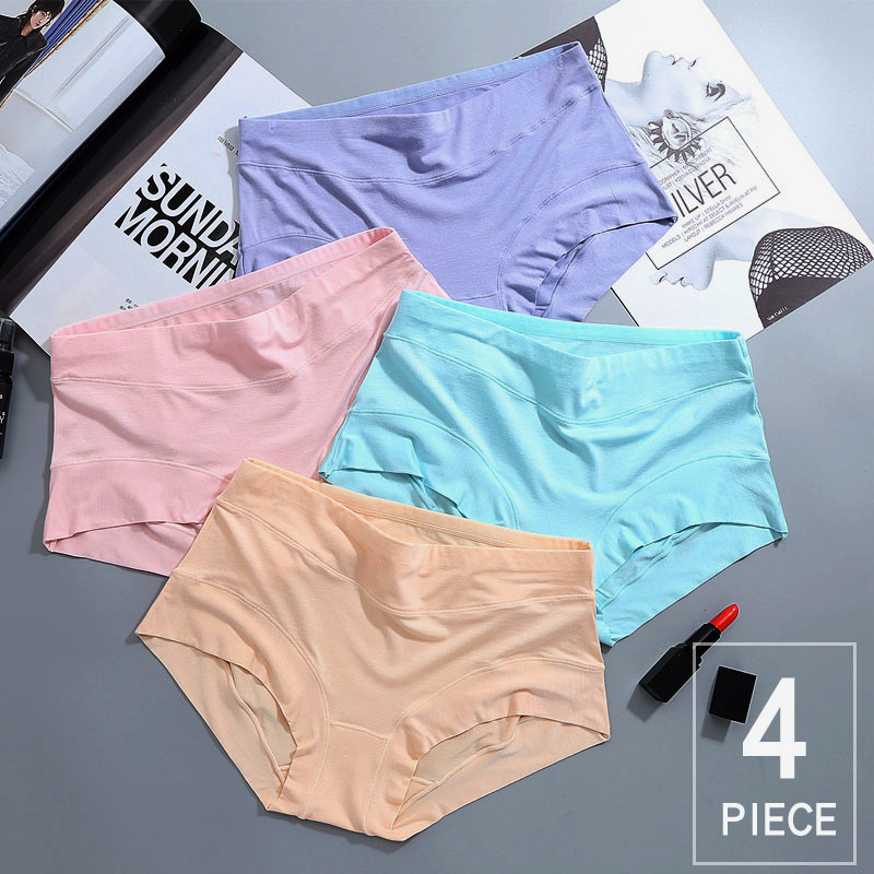 Modal underwear women's large size fat mm200 kg middle waist bamboo charcoal fiber summer cotton ladies without trace Four Corners