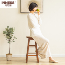 Innis solid wood high stool household bar stool Nordic simple modern bar stool chair milk tea shop chair Retro dining stool