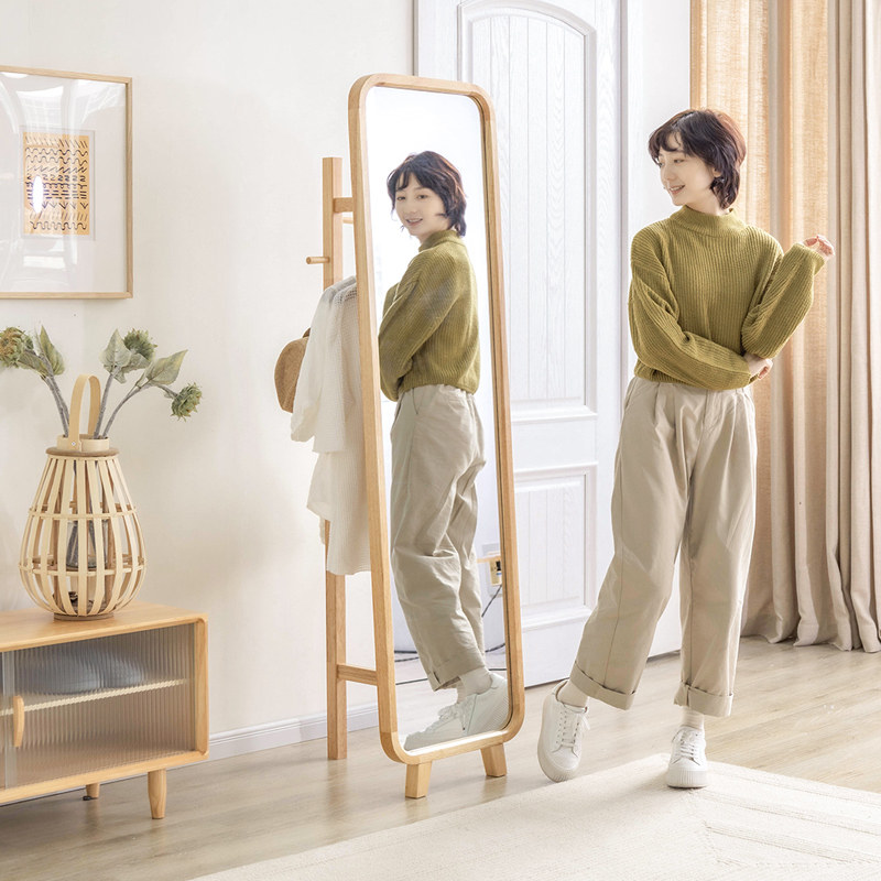 Solid wood full-body mirror multifunction bedroom full body mirror full body mirror hanging hanger integrated floor mirror home