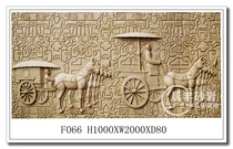 Sandstone relief FRP imitation copper three-dimensional sculpture Garden outdoor decorative relief mural Ancient war horse F066