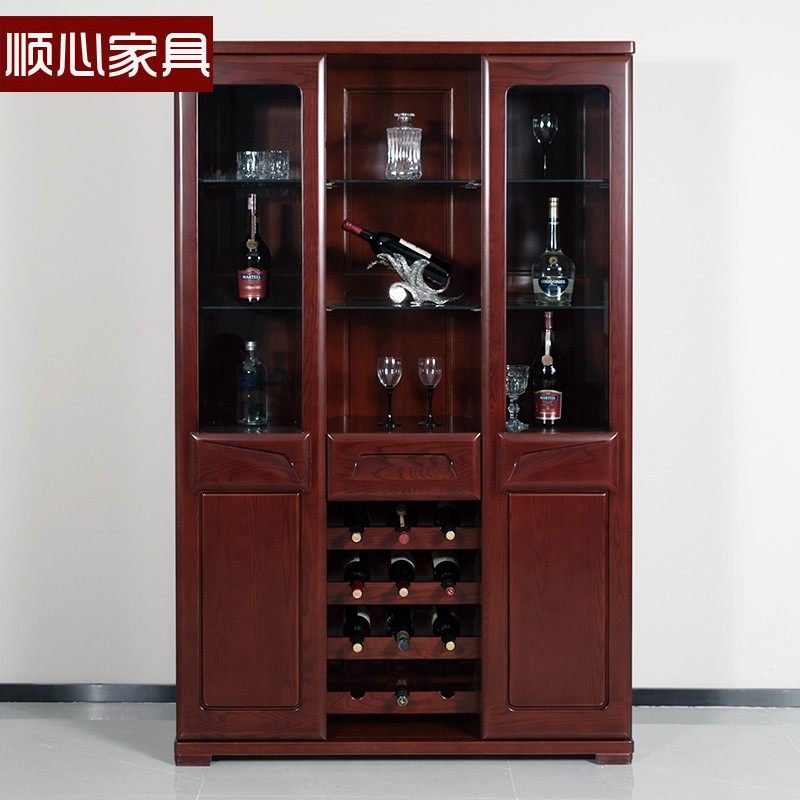Shunxin furniture solid wood ash modern Chinese style living room wine cabinet