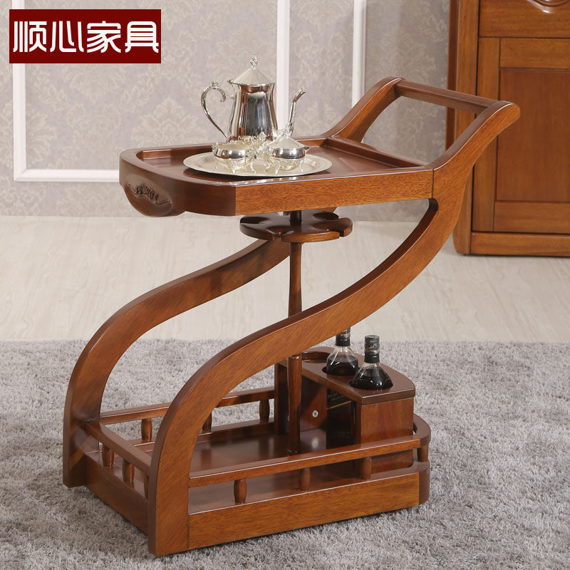 Shunxin furniture Modern Chinese furniture solid wood begonia wood dining car dining car hotel auxiliary dining car wine cart