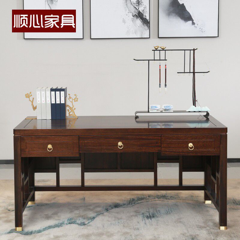 Shunxin furniture new Chinese desk with drawer solid wood calligraphy desk home painting desk study furniture set combination