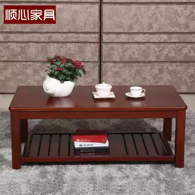 Modern Chinese solid wood coffee table 1 2 meters water ash double-layer coffee table Small apartment living room tea table Rectangular coffee table