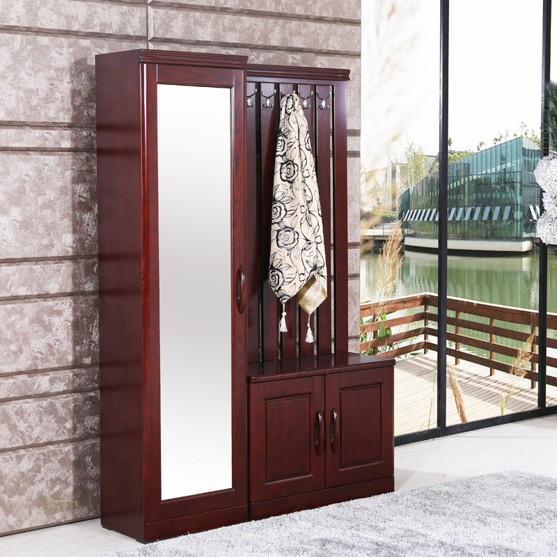 Entrance hall cabinet Shoe cabinet Coat cabinet Entrance cabinet Modern Chinese solid wood shoe cabinet with hanger one combination