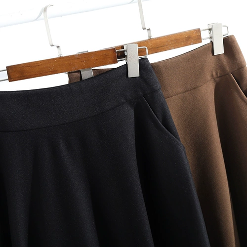 Цветная шерстяная зимняя юбка, коллекция 2023, А-силуэт, увеличенная толщина