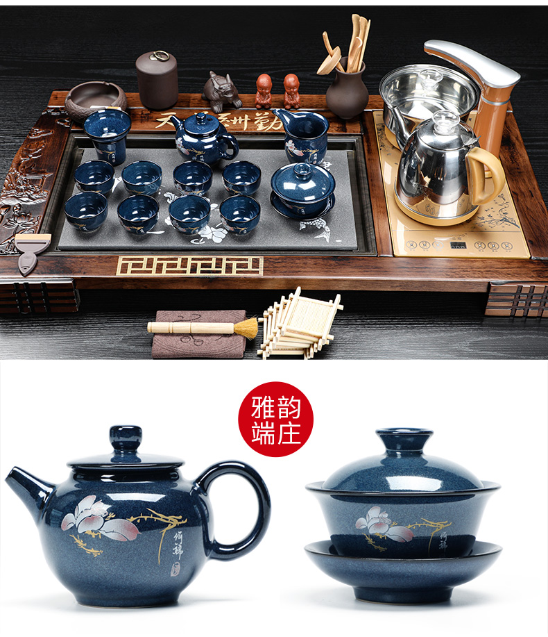 Auspicious industry kung fu tea tea sets solid wood tea tray tea machine automatic household electrical appliances living room office receives a visitor