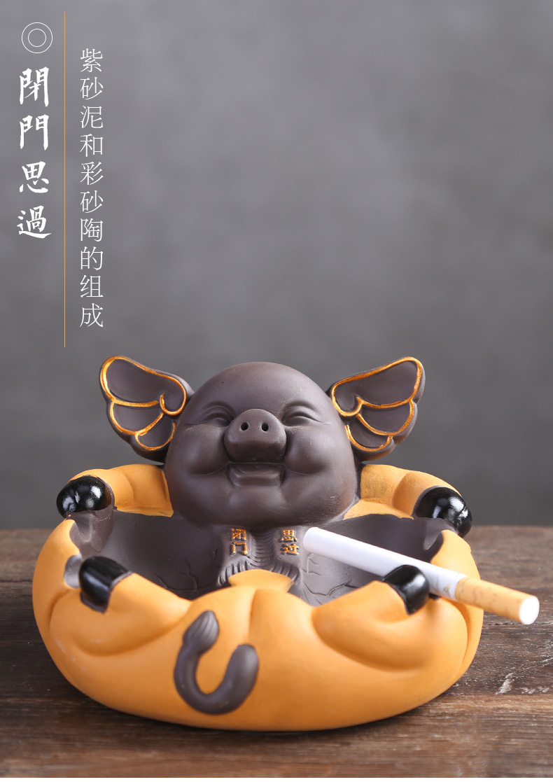 Auspicious ceramics industry office ashtray large creative move is the sitting room tea accessories purple sand tea pet furnishing articles