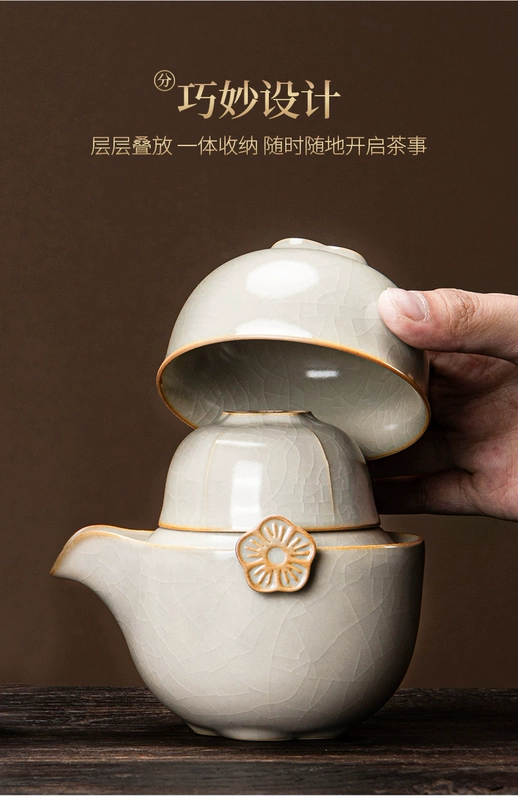 Như Dao Du Lịch Bộ Trà Di Động Một Nồi 3 Ly Gốm Nhanh Cốc Cao Cấp Cắm Trại Ngoài Trời Bộ Trà Tùy Chỉnh bộ ấm chén du lịch