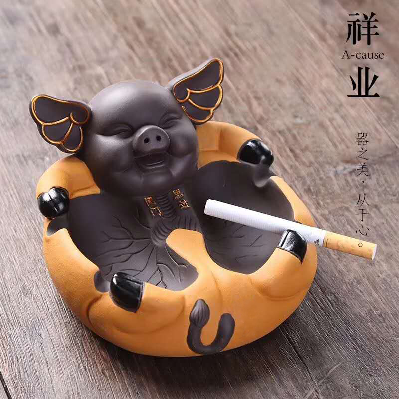 Auspicious ceramics industry office ashtray large creative move is the sitting room tea accessories purple sand tea pet furnishing articles