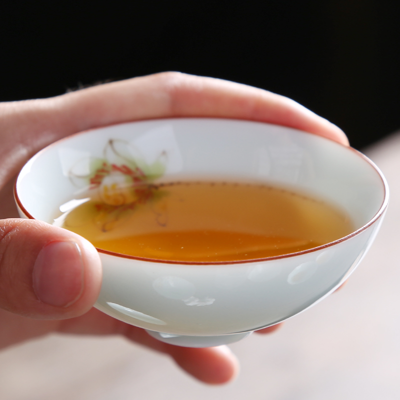 Auspicious industry hand - made ceramic tea cup sample tea cup kung fu tea set individual cup of blue and white porcelain hat to single CPU