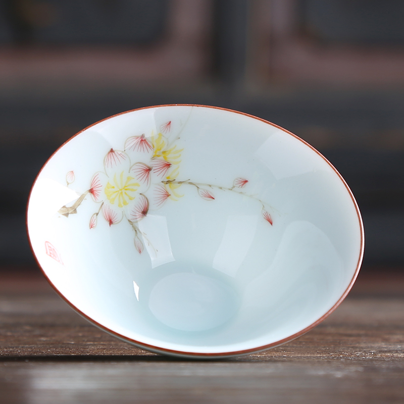 Auspicious industry hand - made ceramic tea cup sample tea cup kung fu tea set individual cup of blue and white porcelain hat to single CPU