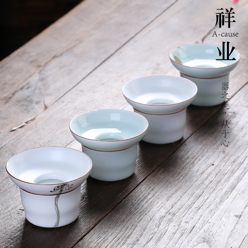 Auspicious industry make tea tea tea accessories) filter filter screen ceramic hand - made tea strainer filtering kunfu tea