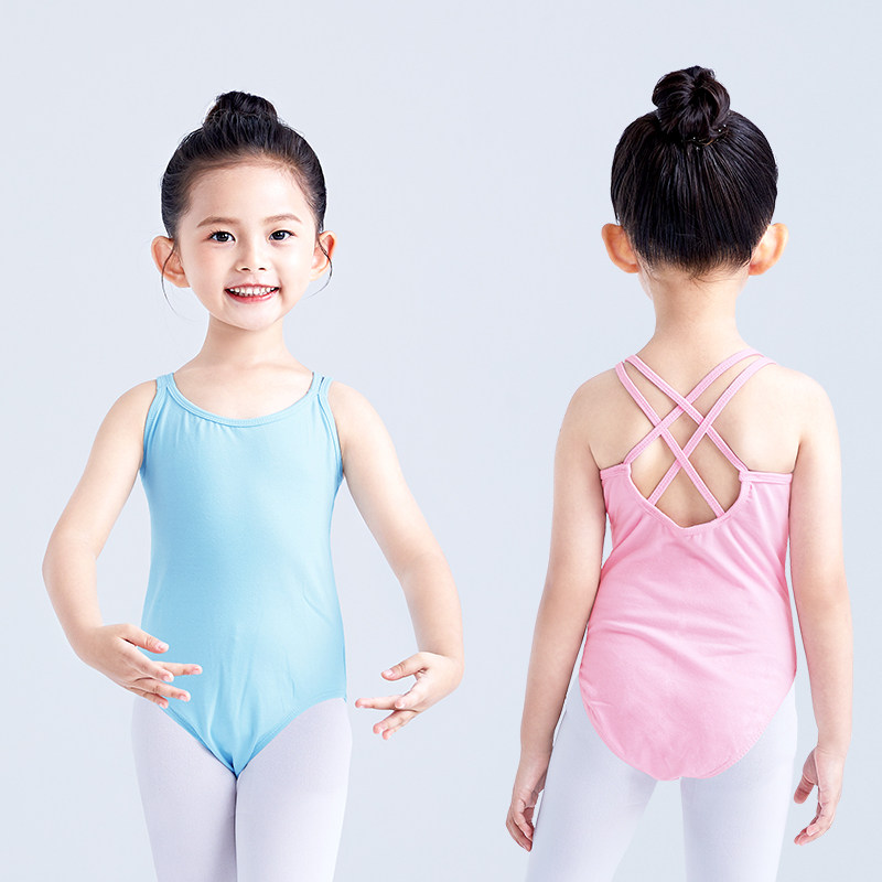 Children Dance Girl Harnesses Girls Harness Summer Ballet Dancer Pure Cotton Girl Rehearsics Body China Dance Gymnastics Suit