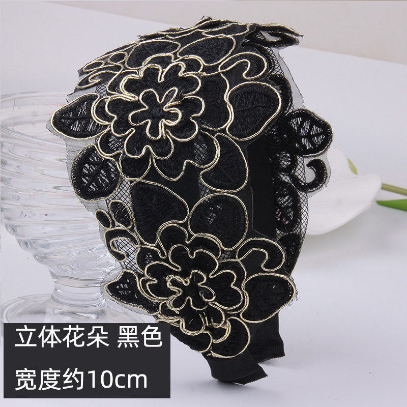 Cover White Hair Hair Stirrup Korea Wide Lace Wash Face hair clip Hair Clip Hair with Ethnic Wind Embroidery Hair Stirrup Hair with headwear