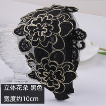 White hair band Korean wide-brim lace face-washing hair hair accessories Ethnic style embroidered headband hair band headdress