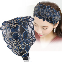 White hair band Korean wide-brimmed lace face small hair hair ornaments Ethnic style embroidered headband hair band headdress