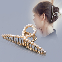 Head hairclip headdress Pearl catch hairclip female back of the head hairpin grab clip large Korea summer Net Red Shark clip