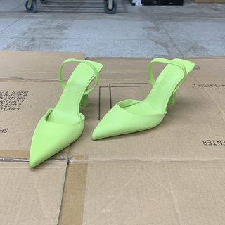 外贸原单女鞋高级感晚晚尖头法式包头一字带纯色新款高跟鞋