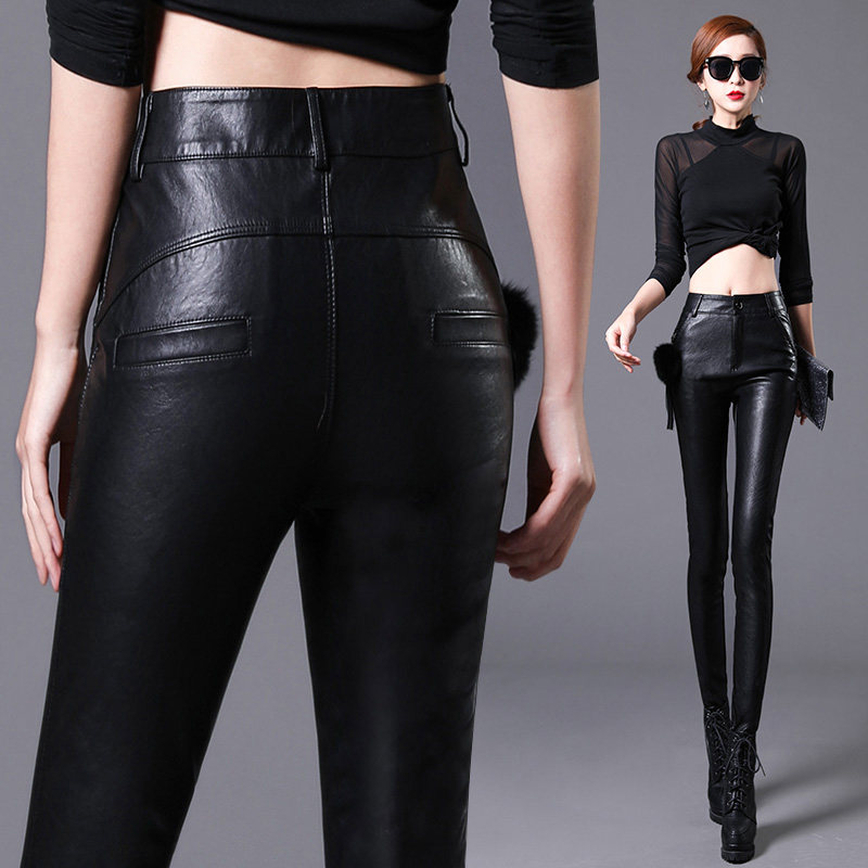Private Custom Tight Body Hip Leather Pants Lady 2022 Spring New High Waist Display Slim Fit Outside Wearing Inner Lap Pants