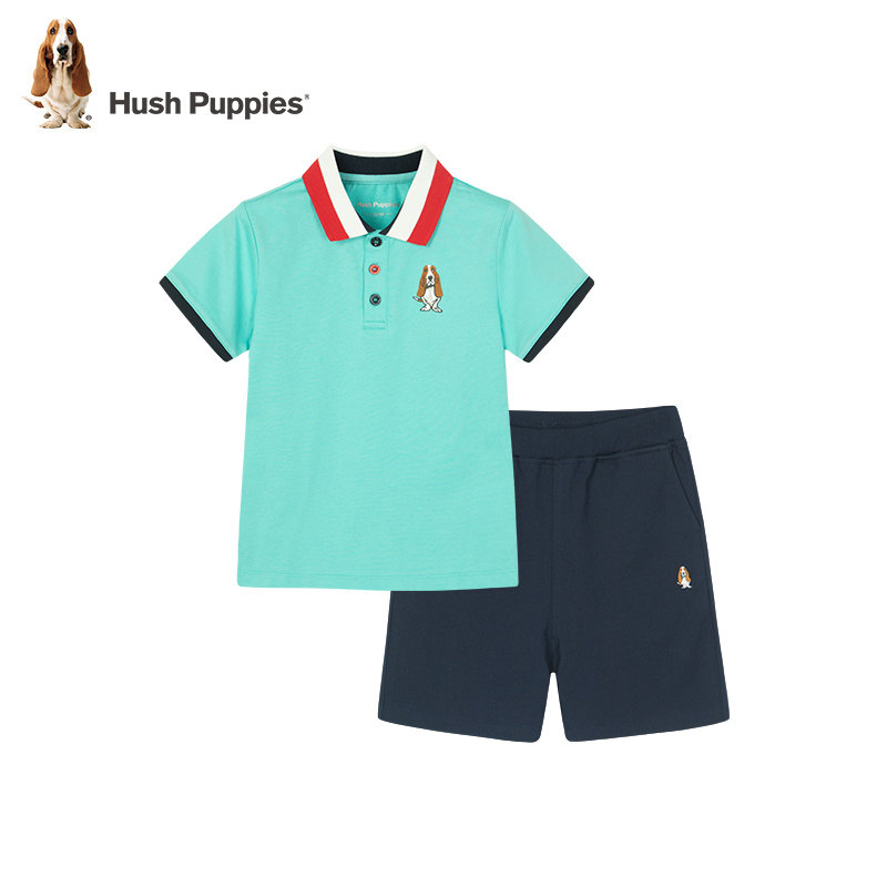 Hush Puppies  暇步士 2022年夏季新款 男童短袖POLO衫短裤2件套 139包邮（￥269-130）105~170码3色可选