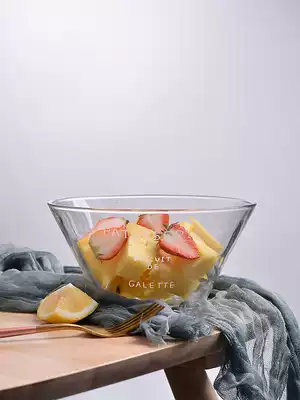 Creative Nordic ins Cute fruit salad bowl Single French transparent glass bowl Instant noodle bowl Household tableware bowl