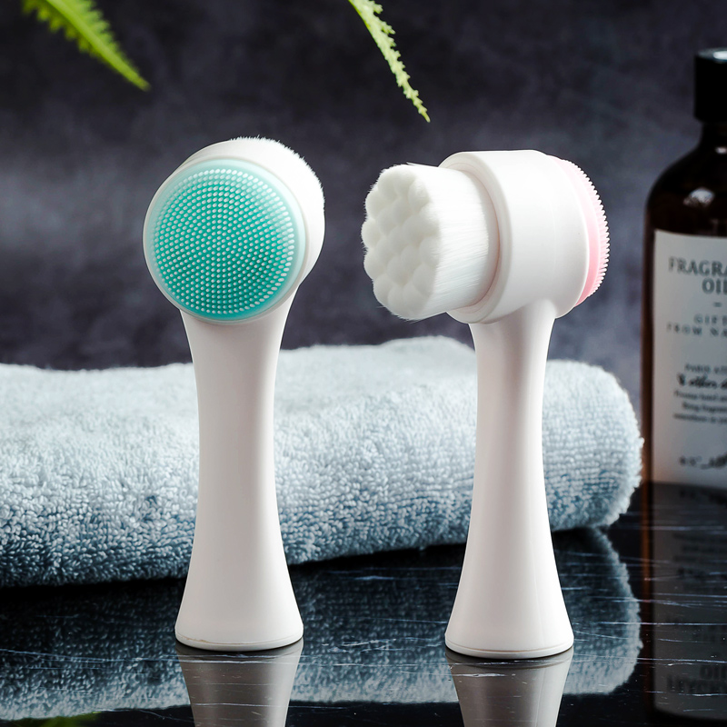 Double-sided face wash brush soft hair silicone face wash artifact clean pore manual blackhead cleanser face washer