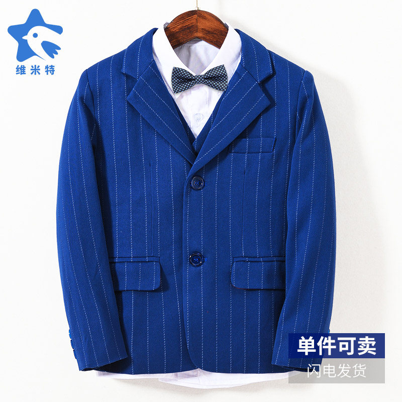 Boy striped suit waistcoat white shirt Western suit long pants suit Children's suit Festival table show Costume Dress