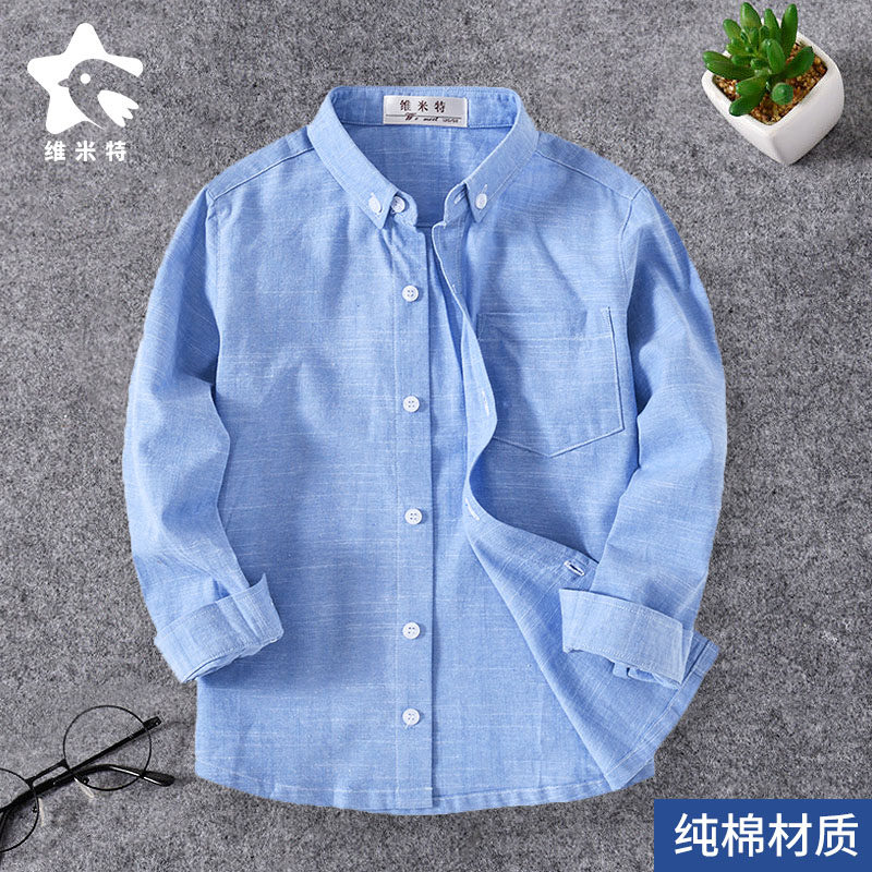 Boy Shirt Casual Spring Summer New Pure Cotton CUHK Kid Children Suit Long Sleeve Inch Shirt Spring Autumn Boy Breathable