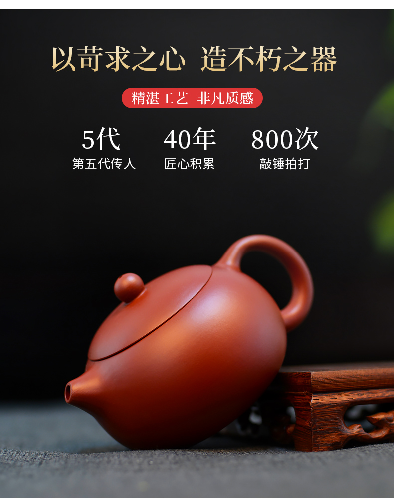 吴家第五代传人 吴晨霞手制 宜兴紫砂壶 西施壶+品茗杯*4个 图5