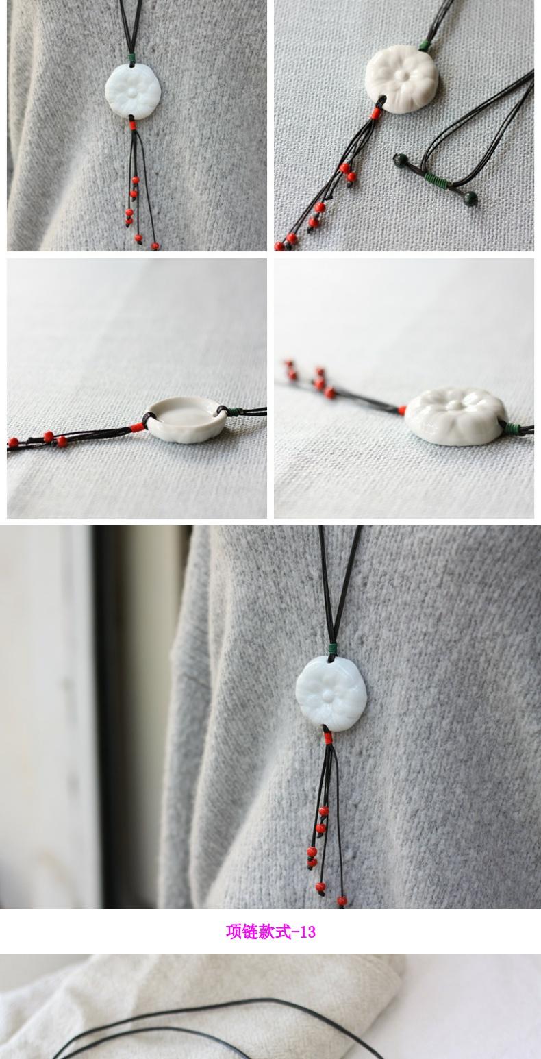 Diane jade - like stone, the original literary necklace sweater joker small pure and fresh and pendant female 's restoring ancient ways is checking ceramic chain accessories