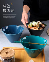 Double-eared ceramic hat ramen bowl home instant noodle bowl creative fruit bowl beef noodle bowl European tableware for one person