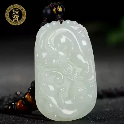 Natural Hetian Jade white jade pendant men's and women's Jade double skin Qiu Jade brand jade pendant jade pendant