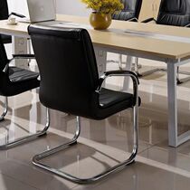 Conference chair Korean leather bow steel frame factory direct sales double-layer sponge reception chair negotiation chair modern minimalist black chair