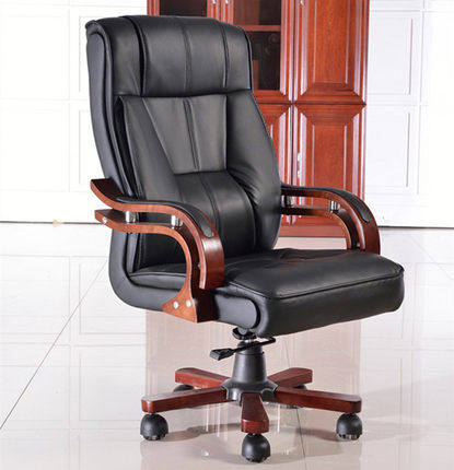 Leather executive chair home leisure chair computer chair can not lie down office furniture office chair solid wood leather office chair