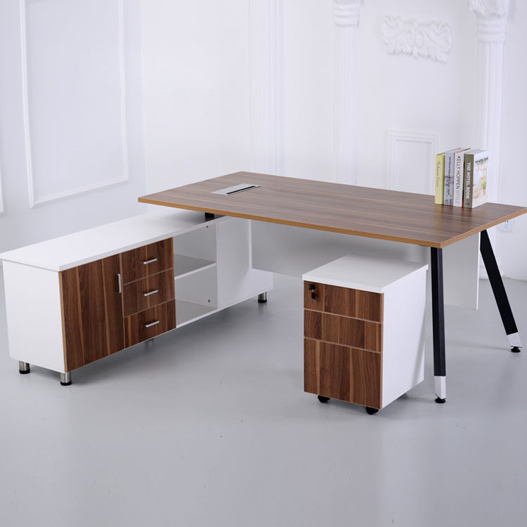 Shanghai new hot selling simple modern office furniture boss table manager table supervisor financial steel wood table with side table