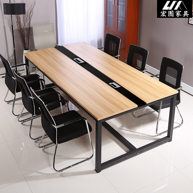 Shanghai office furniture small steel frame conference table long table brief modern negotiation table desk chair staff table