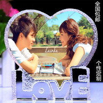 LOVE iceberg color printed crystal photo frame ornaments Birthday gifts Wedding gifts for friends girlfriend boyfriend classmate