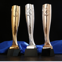 New Crystal Trophy Crown Award Electroplating Resin Gold and Silver Bronze Trophy Three-color Customized Free lettering Production