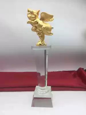 New Year of the Pig Crystal Trophy Medals Customized Crystal Decoration Company Annual Meeting Awards Gift Lettering