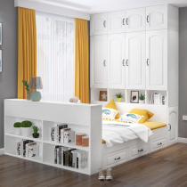 European tatami bed wardrobe locker simple modern one-piece combination small room Board bed with Cabinet