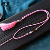 Подвеска, ремешок, плетеное изумрудное регулируемое ожерелье из шнура ручной работы из воскового агата с кисточками подходит для мужчин и женщин