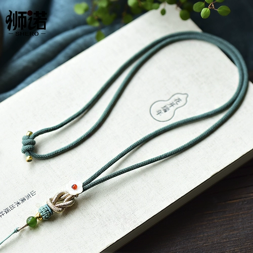 Ожерелье из шнура, защитный амулет, пряжка, подвеска, изумрудный золотой чай Тегуаньинь ручной работы, регулируемый ремешок