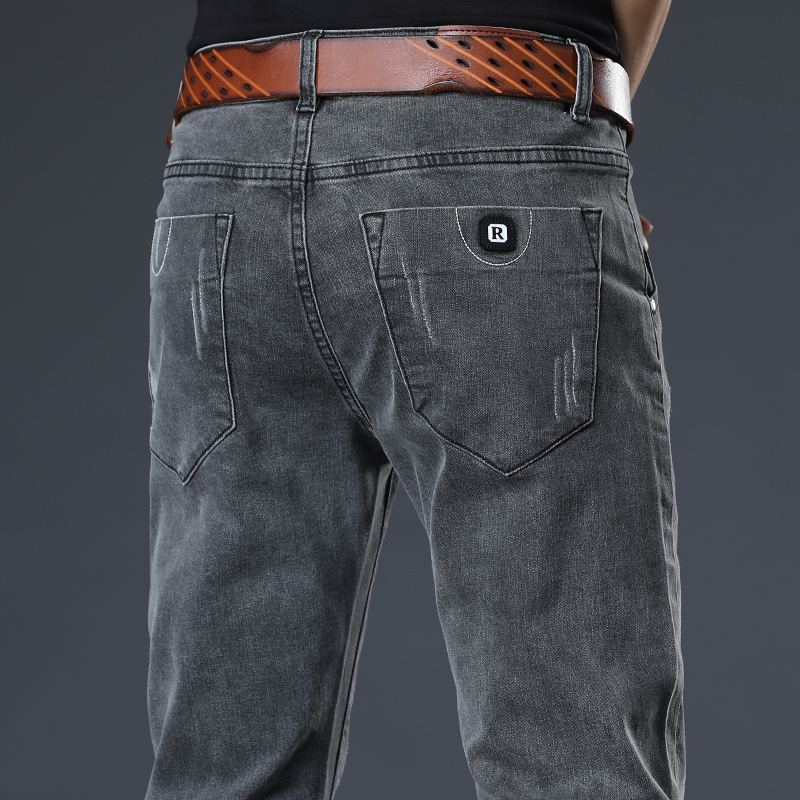 Tide brand jeans men's spring and autumn tide brand Korean version trend all-match casual trousers elastic slim cigarette pipe pants men